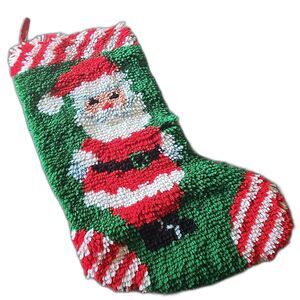 WonderArt Vintage Christmas Stocking Santa 16x24 Latch hook Finished Piece Large